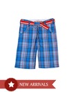 612 Ivy Blue Checkered Shorts For Kids
