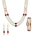 Oleva Captivating Pearl Necklace Set & Pearl Watch Combo