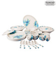 Diamond Crockery Light Blue Floral Dinner Set - 40 Pcs