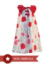 Nauti Nati White & Red Tulip Printed Dress For Kids