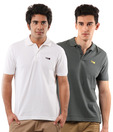 T-Go White-Grey Pack of Polo T-Shirts