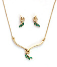Touchstone Golden Swirl Green Marquise Necklace Set