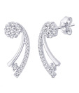Peora Floral Flair CZ Sterling Silver Earrings
