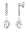 Peora CZ Studded Line & Drop Sterling Silver Earrings