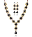 Adhira Tear Drop Black Stone Necklace Set
