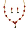 Sri Venkateshwara Green Drop Coral Flower Necklace Set