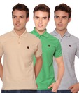 Rudham Cream, Green & Grey Pack of 3 Polo T-Shirts