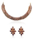 Adhira Pretty Purple Stone Studded Necklace Set