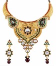 Adhira Finely Crafted Paisley Golden Plated Necklace Set