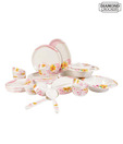 Diamond Crockery Pretty Yellow & Pink Dinner Set - 31 Pcs
