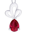 Peora Enchanting Red CZ Drop Sterling Silver Pendant
