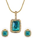Oleva CZ Studded Blue Pendant Set