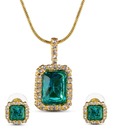Oleva CZ Studded Green Pendant Set