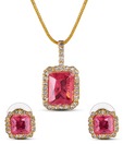 Oleva CZ Studded Pink Pendant Set