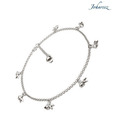 Johareez Stunning Rhodium Plated Sterling Silver Anklets Pair