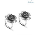 Johareez Sterling Silver Flower Shape Oxidized Toe Rings