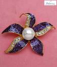 Johareez Star Shape Purple Colour Enamel Brass Brooch