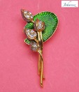 Johareez Green Colour Enamel Brass Brooch