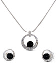 Oleva Black Stone Studded Pendant Set