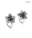 Johareez Exotic Oxidized Sterling Silver Flower Shape Toe Rings