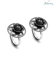 Johareez Sterling Silver Oxidized Floral Toe Rings