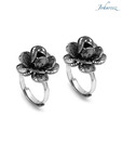 Johareez Pretty Sterling Silver Oxidized Floral Toe Rings