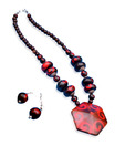 Kiya Trendy Red Geometric Necklace Set