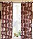 Dekor World Maroon Waves Eyelet Curtain