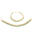 Adhira Pair of String Green & Golden Payals