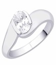 Peora Sterling Silver Solitaire Shimmer CZ Ring