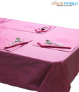 Dekor World Pink Embroidered Motif Table Cover With Place Mats & Napkins - 13 Pieces