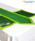 Dekor World Green Table Runner With Place Mats - 3 Pieces