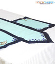 Dekor World Blue Table Runner With Place Mats - 3 Pieces