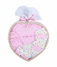 Advance Baby Pink Heart Basket Gift Set- 7 Pcs. (0 - 1 Year)