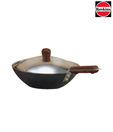 Hawkins Flat Bottom Hard Anodized Kadhai With Long Single Handle & Lid