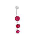 Revlis Ravishing Red CZ Silver Belly Stud