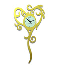 Panache Golden Long Heart With Long Tail Wall Clock