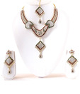 Kriaa Square Drop Dazzling CZ Necklace Set with Maang Tika