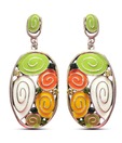Ignite Swirly Oval Enamel Earrings