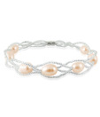 Jpearls Braided Design Pearl & CZ Bracelet