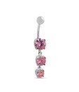 Revlis Pretty Pink CZ Studded Silver Belly Stud