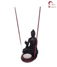Home Sparkle Buddha Statue With Incense & Candle Holder