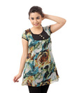 Sepia Adorable Black Printed Tunic Top