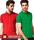 Loveusale Green-Red Pack of 2 Polo T Shirts