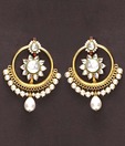 Indianmyra Pearl Drop Floral Kundan Hangings