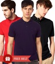 Jonnie Black-Red-Navy Pack of 3 Polo T Shirt