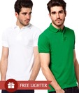 Loveusale Green-White Pack of 2 Polo T Shirts