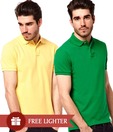 Loveusale Green-Yellow Pack of 2 Polo T Shirts