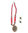 Kiya Stunning Red & Oxidised Gold Necklace Set