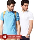 Loveusale Turquoise-White Pack of 2 Polo T Shirts